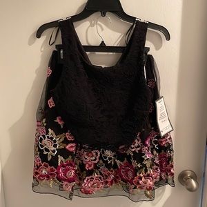 Two Piece Black Floral Dress